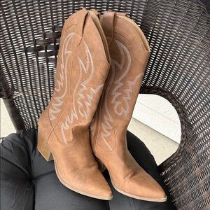 Indigo rd. Brown Ankle Boots with Embroidered Design